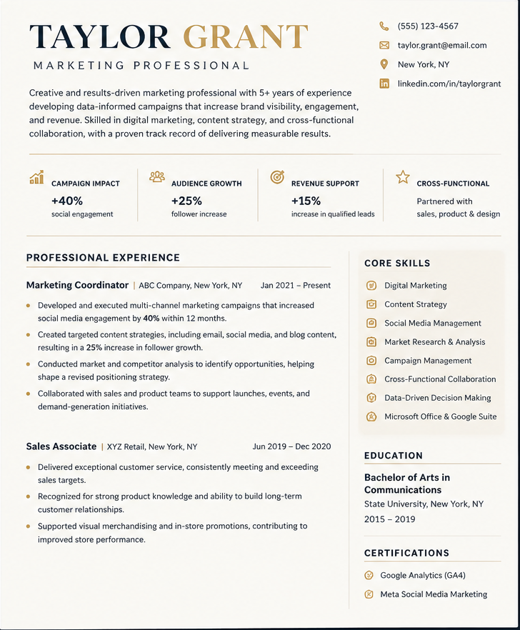 Rewritten ATS-optimized resume after professional rewrite